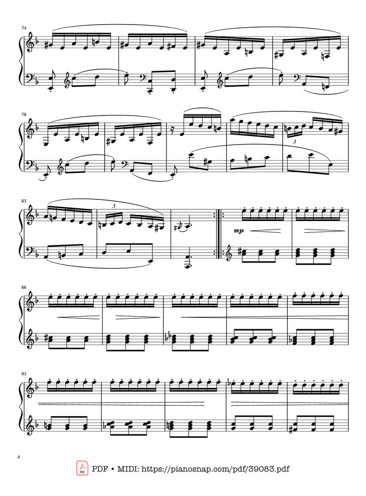 Page 4 of the piano sheet music PDF Piano – Sonata in D minor, K.141, Domenico Scarlatti by Domenico Scarlatti