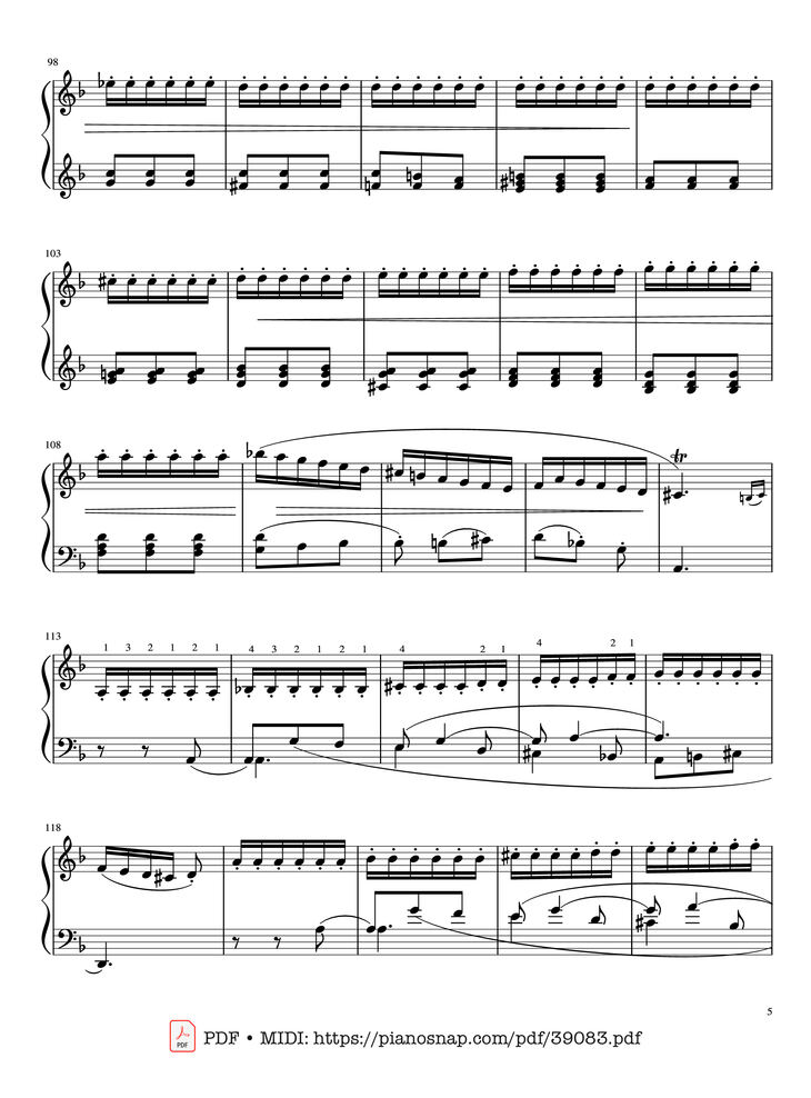 Page 5 of the piano sheet music PDF Piano – Sonata in D minor, K.141, Domenico Scarlatti by Domenico Scarlatti