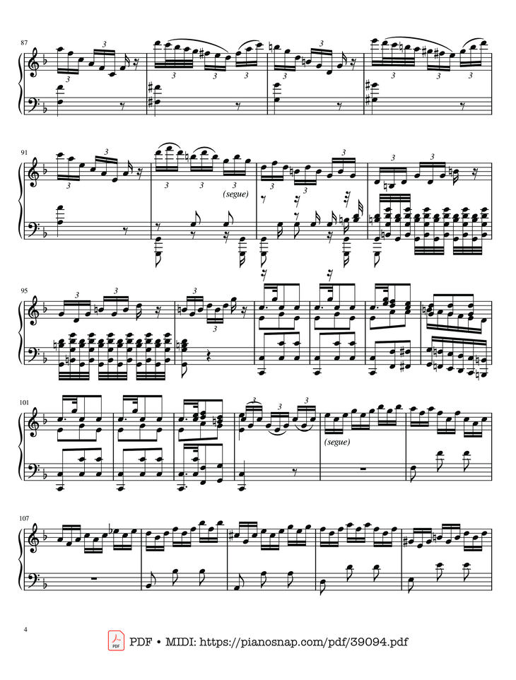 Page 4 of the piano sheet music PDF – The Four Seasons - L