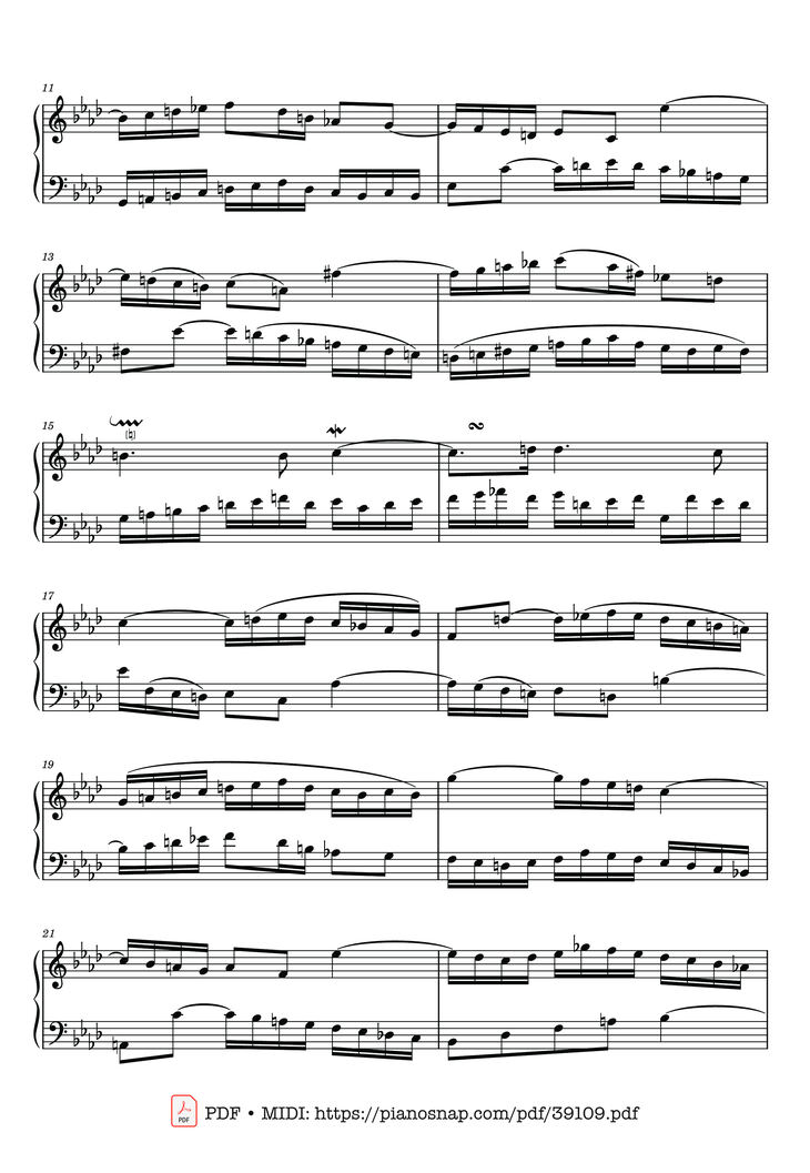 Page 2 of the piano sheet music PDF – Invention 9 in F Minor, BWV 780 by Johann Sebastian Bach