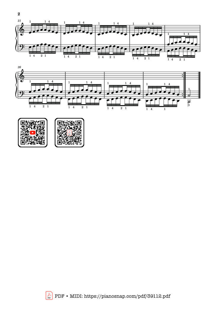 Page 2 of the piano sheet music PDF Piano – Hanon - The Virtuoso Pianist No. 34 by Charles-Louis Hanon