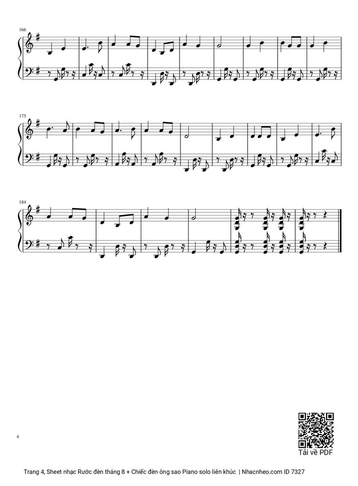 Page 4 of the piano sheet music PDF – Rước đèn tháng 8 + Chiếc đèn ông sao Piano solo liên khúc by Phạm Tuyên