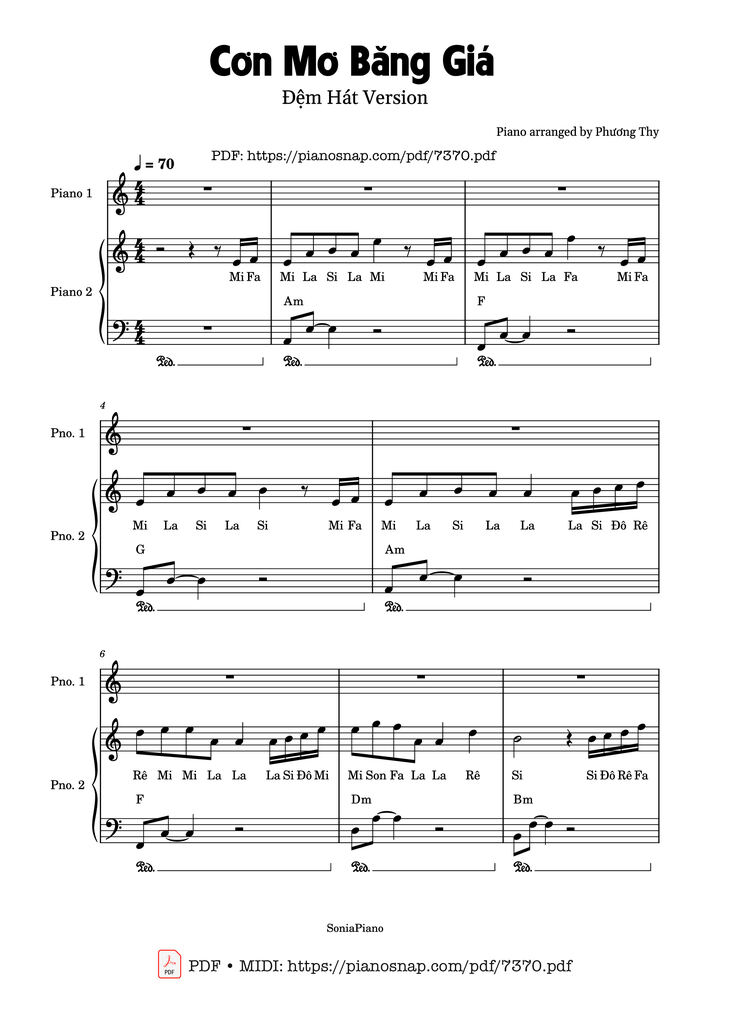 Page 1 of the piano sheet music PDF – Cơn Mơ Băng Giá Piano đệm hát by Lê Thành Trung