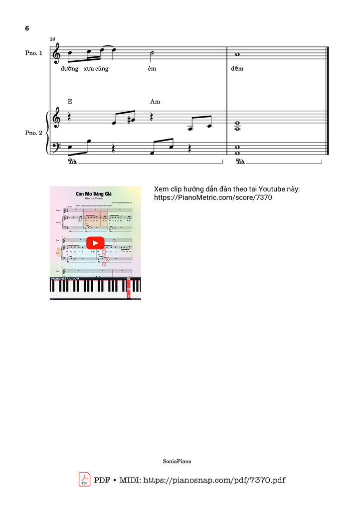 Page 6 of the piano sheet music PDF – Cơn Mơ Băng Giá Piano đệm hát by Lê Thành Trung