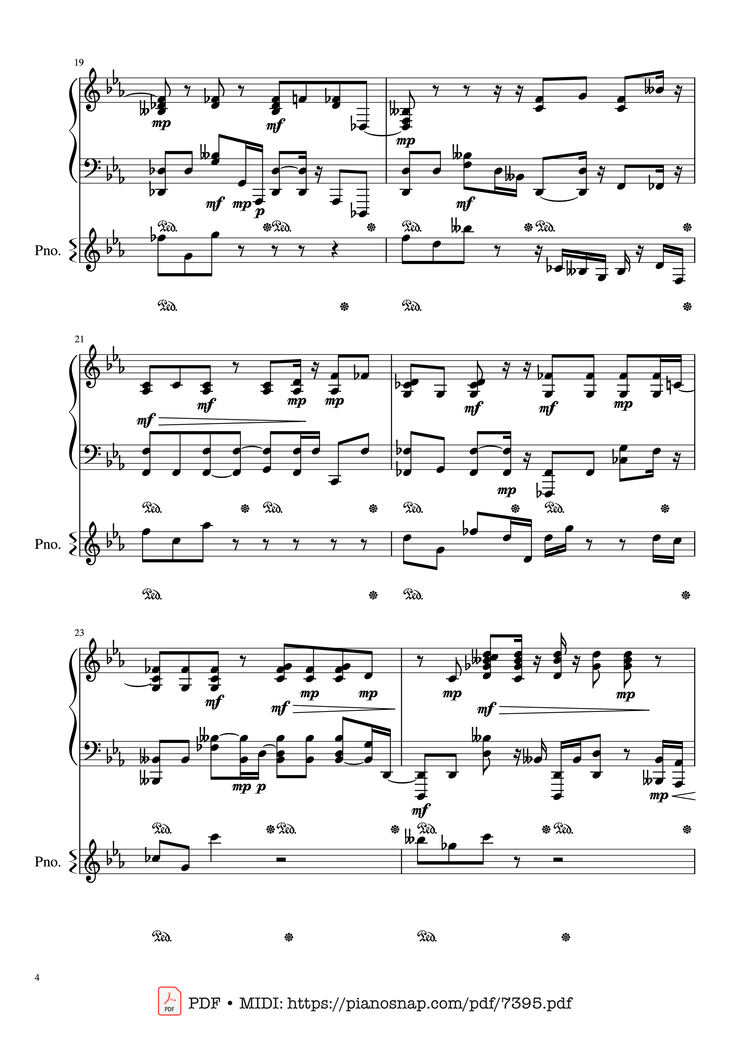 Page 4 of the piano sheet music PDF – Lần cuối Piano đệm hát by Ngọt Band