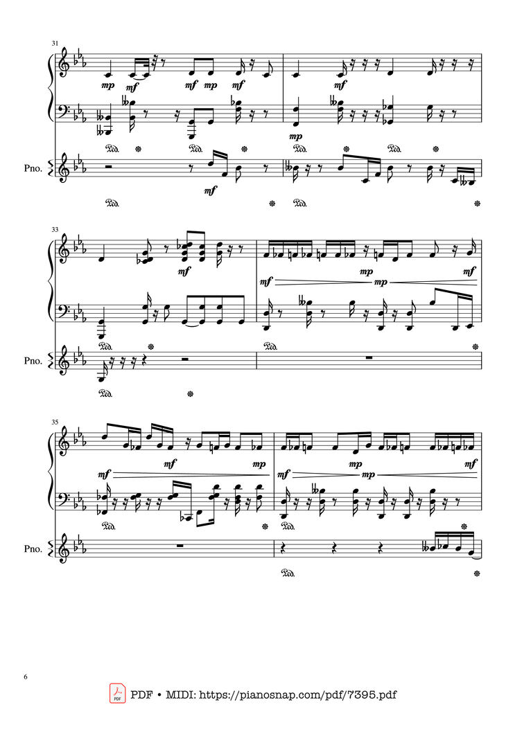 Page 6 of the piano sheet music PDF – Lần cuối Piano đệm hát by Ngọt Band