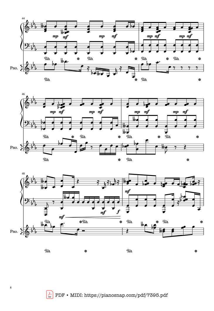 Page 8 of the piano sheet music PDF – Lần cuối Piano đệm hát by Ngọt Band