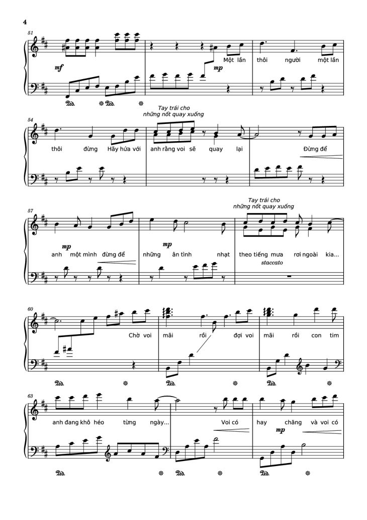 Page 4 of the piano sheet music PDF Piano – Mashup Chú voi con ở bản Đôn + Một lần Thôi + Anh cứ đi đi + Cầu Vồng Khuyết mashup Piano by Phạm Tuyên