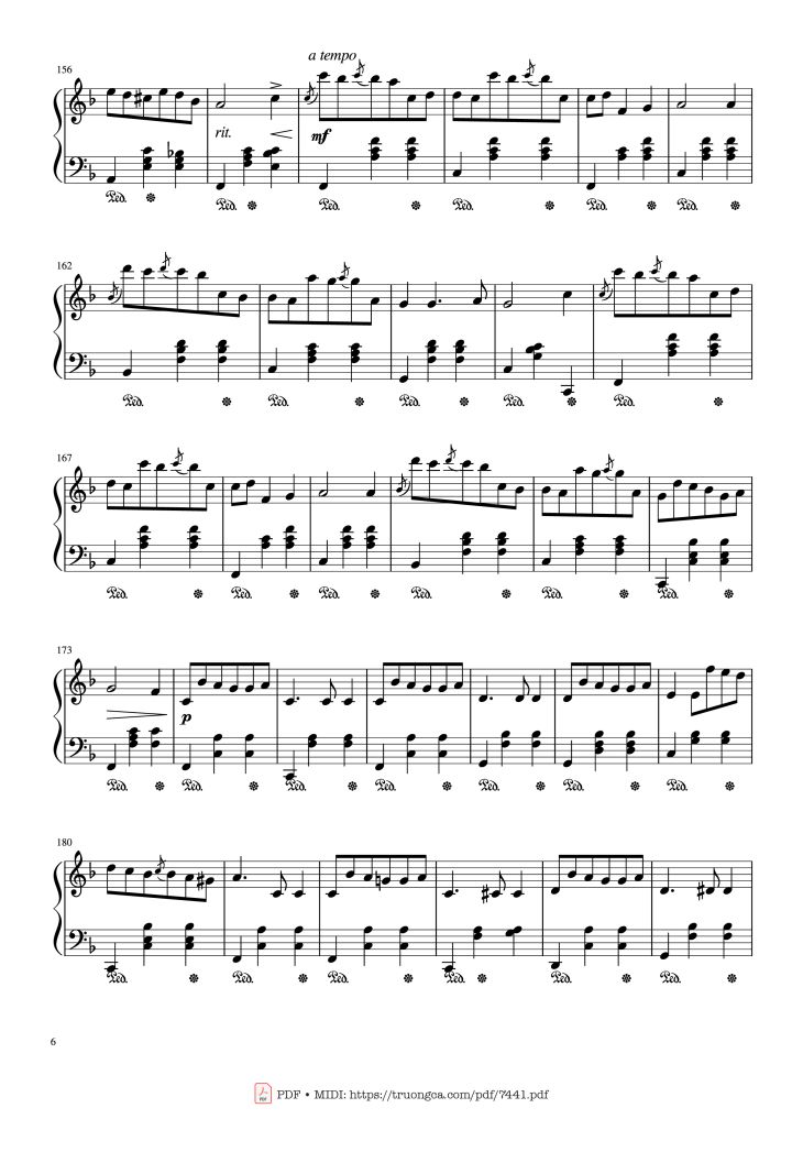 Page 6 of the piano sheet music PDF – Jingle Bells Variations Piano by Nhạc Ngoại
