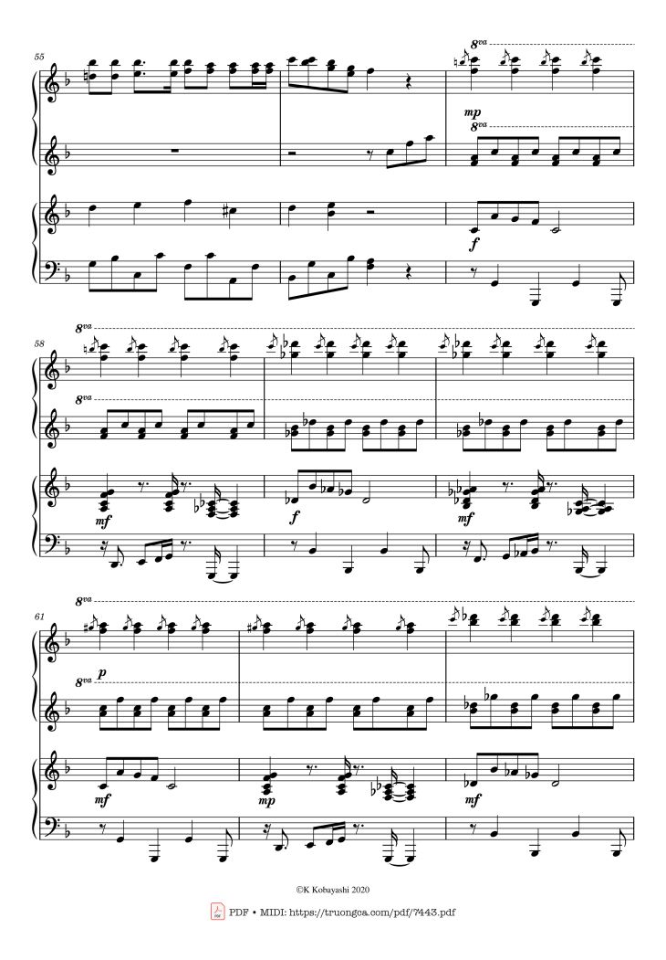 Page 10 of the piano sheet music PDF Piano – Jingle Bells Piano 4 hands by James Pierpont