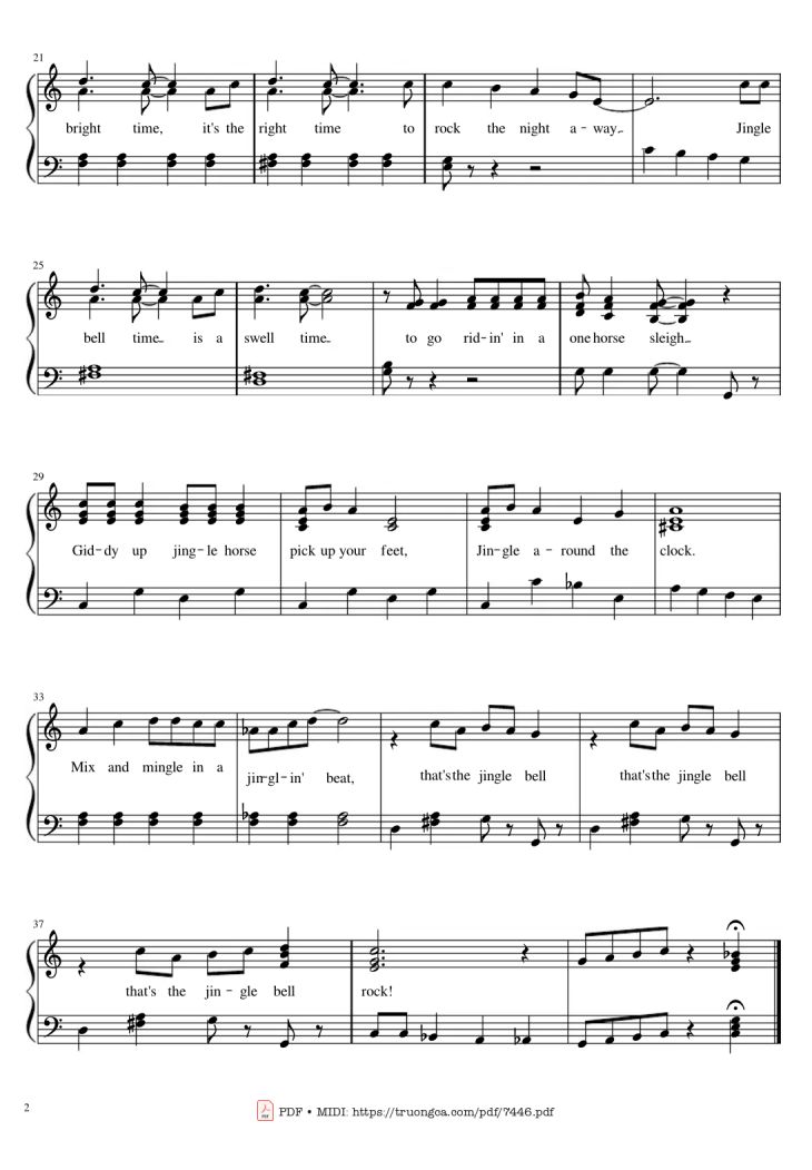 Page 2 of the piano sheet music PDF Piano – Jingle Bell Rock Piano Easy by Joseph Carleton Beal