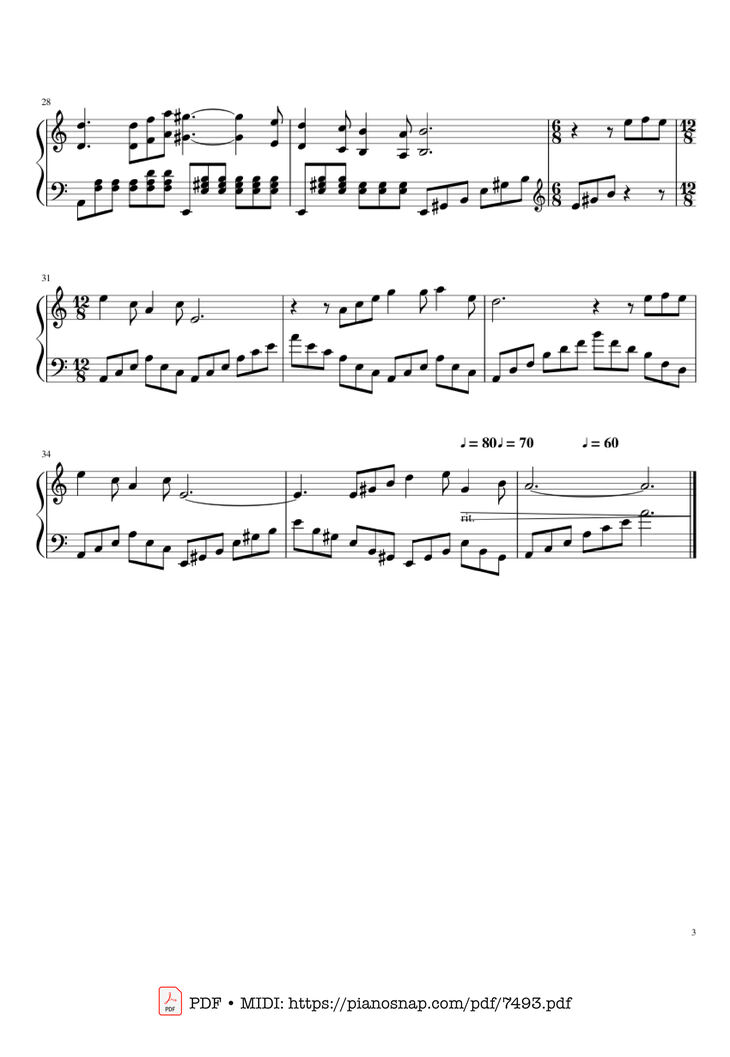Page 3 of the piano sheet music PDF Piano – Diễm xưa Piano solo by Trịnh Công Sơn