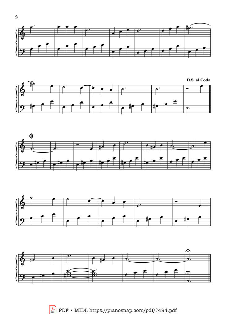 Page 2 of the piano sheet music PDF – Diễm Xưa Piano dễ tập by Trịnh Công Sơn