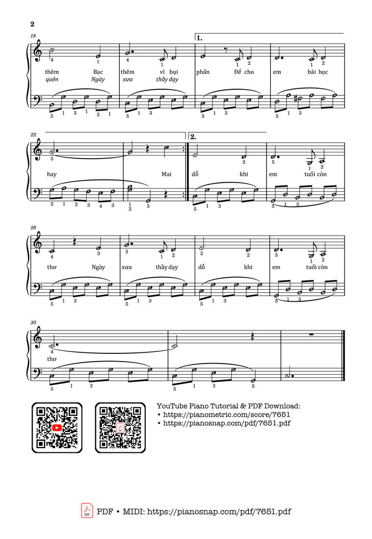Page 2 of the piano sheet music PDF Piano – Bụi Phấn sheet Piano cover by Vũ Hoàng