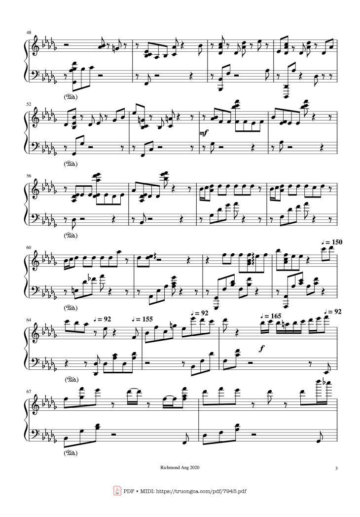 Page 3 of the piano sheet music PDF – The name of life, Inochi No Namae (Joe Hisaishi) by Joe Hisaishi