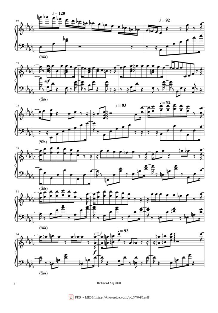 Page 4 of the piano sheet music PDF – The name of life, Inochi No Namae (Joe Hisaishi) by Joe Hisaishi