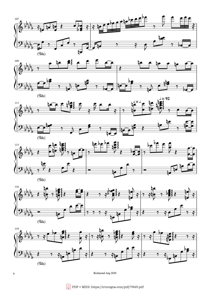 Page 6 of the piano sheet music PDF – The name of life, Inochi No Namae (Joe Hisaishi) by Joe Hisaishi