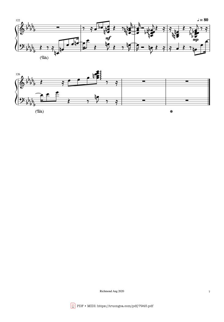 Page 7 of the piano sheet music PDF – The name of life, Inochi No Namae (Joe Hisaishi) by Joe Hisaishi