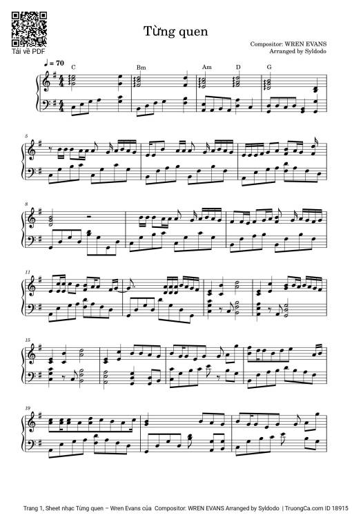 Sheet Music PDF for Từng quen Piano