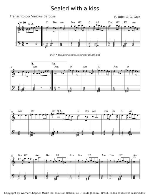 Sealed with a kiss Piano Easy