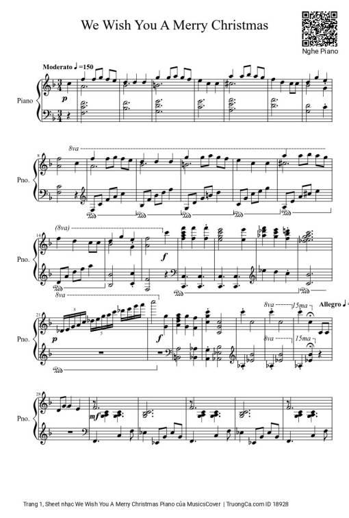 Sheet Music PDF for We Wish You A Merry Christmas Piano sheet