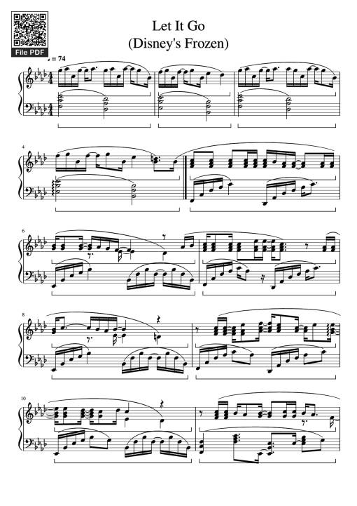 Sheet Music PDF for Let It Go (Disney's Frozen) Piano