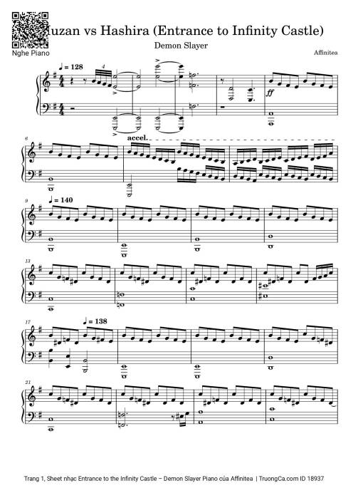 Sheet Music PDF for Entrance to the Infinity Castle - Demon Slayer Piano