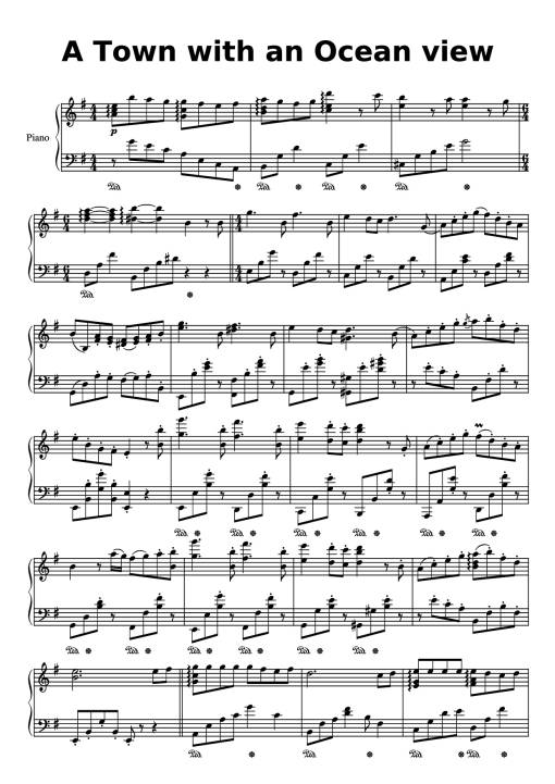 Sheet Music PDF for A town with an ocean view Sheet Piano