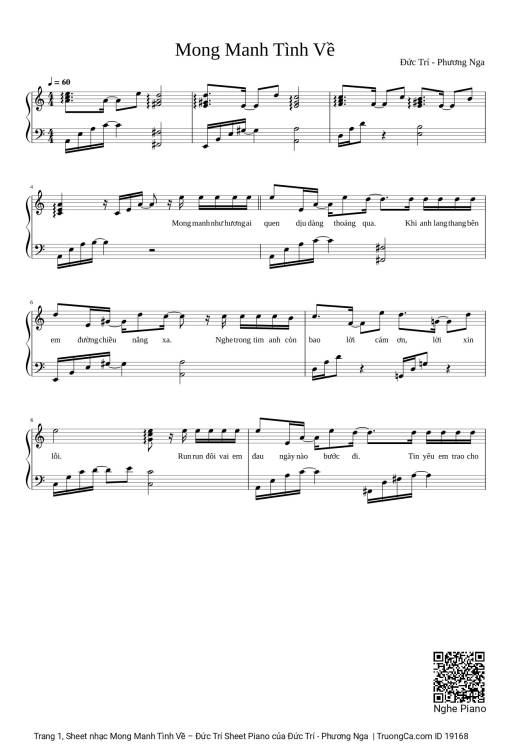Mong Manh Tình Về Sheet Piano