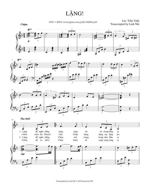 Sheet Music PDF for LẶNG Piano - Trần Tuấn