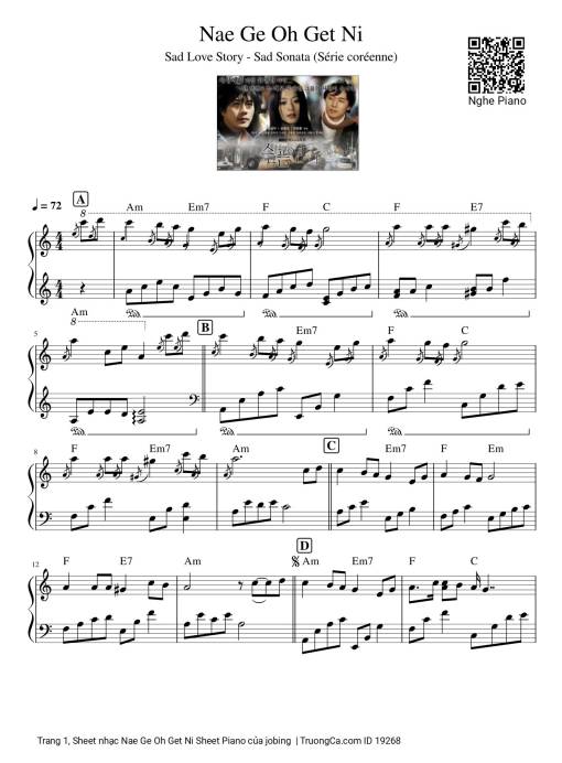 Sheet Music PDF for Nae Ge Oh Get Ni Sheet Piano