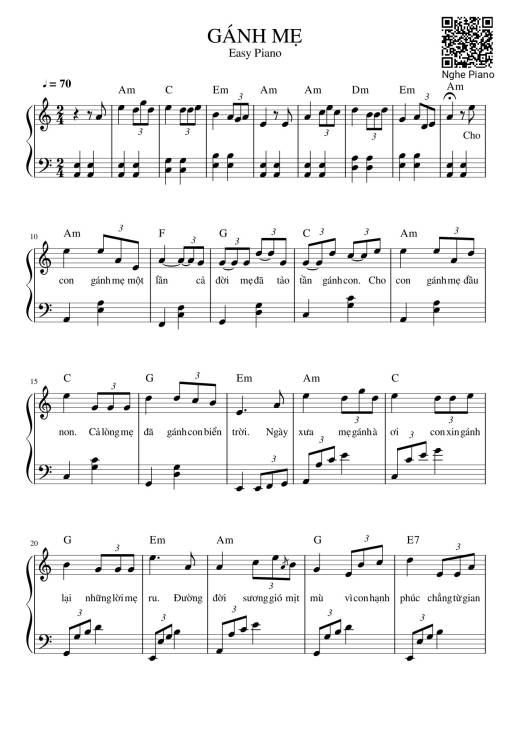 GÁNH MẸ Sheet Piano