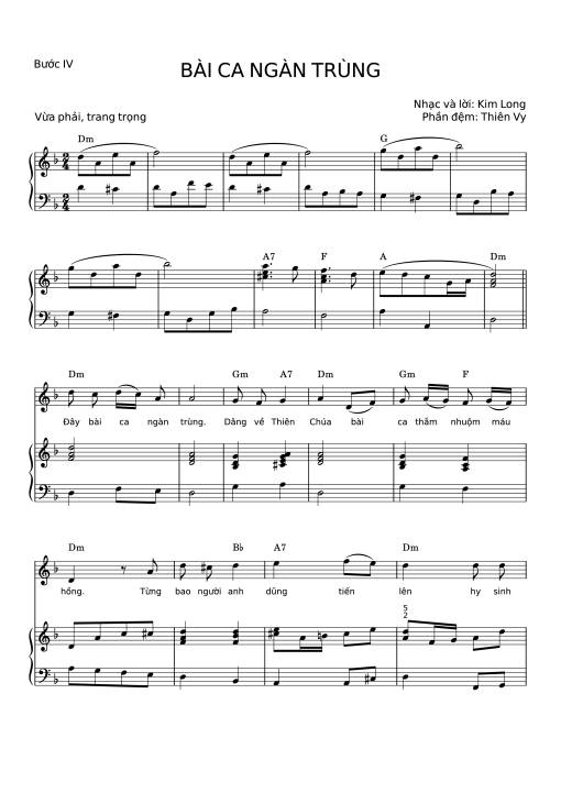 Sheet Music PDF for Bài ca ngàn trùng Sheet Piano đệm hát