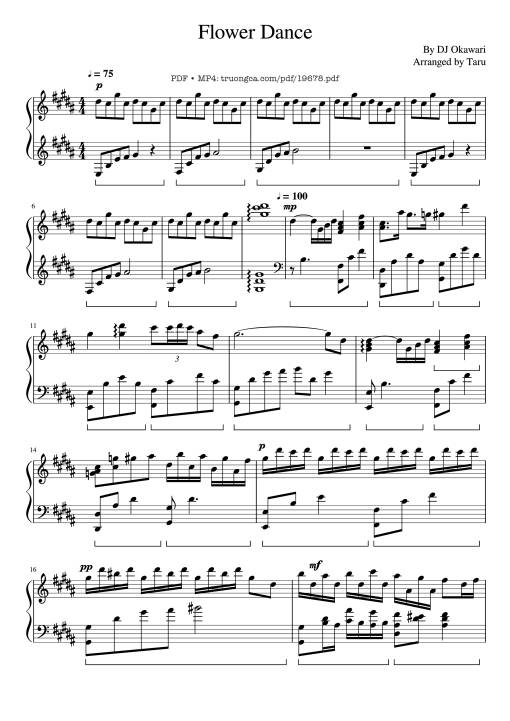 Sheet Music PDF for Flower Dance Sheet Piano