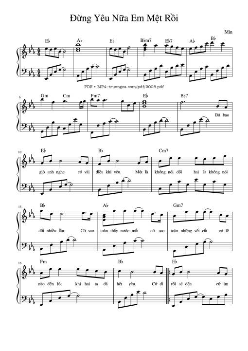 Đừng yêu nữa, em mệt rồi Piano