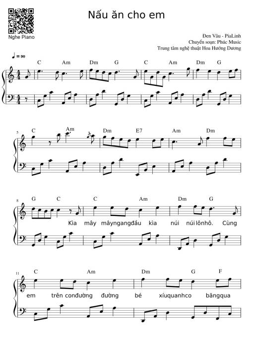 Sheet Music PDF for Nấu ăn cho em Sheet Piano