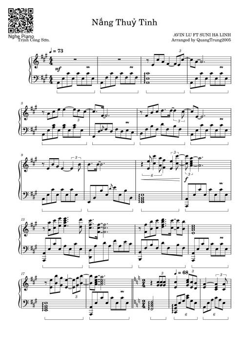 Nắng Thuỷ Tinh Sheet Piano