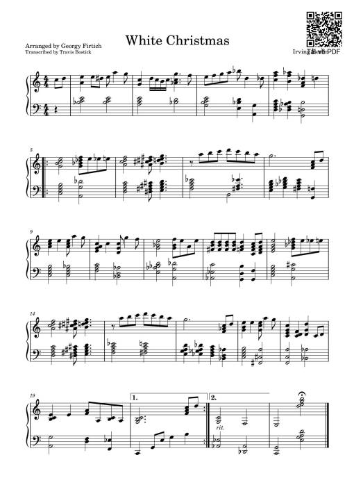 Sheet Music PDF for White Christmas Sheet Piano