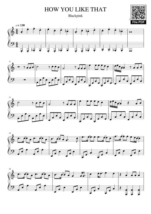 Sheet Music PDF for HOW YOU LIKE THAT Sheet Piano