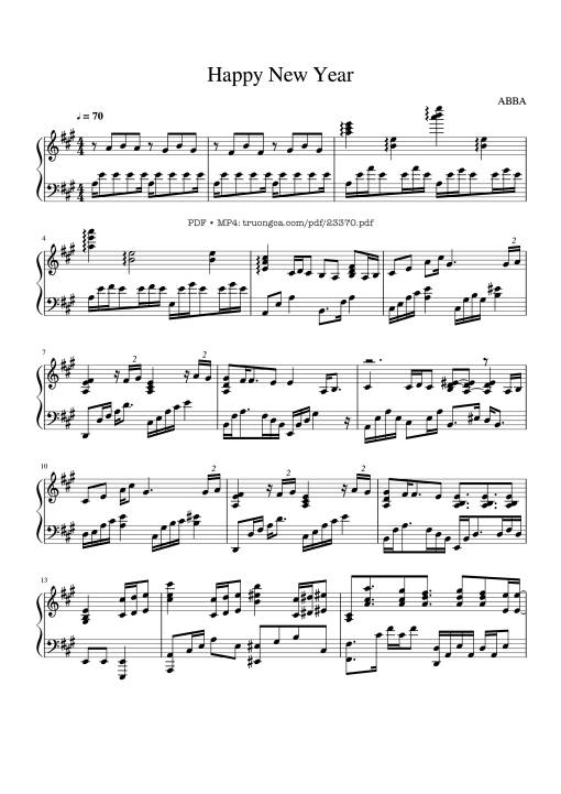 Sheet Music PDF for Happy New Year Sheet Piano