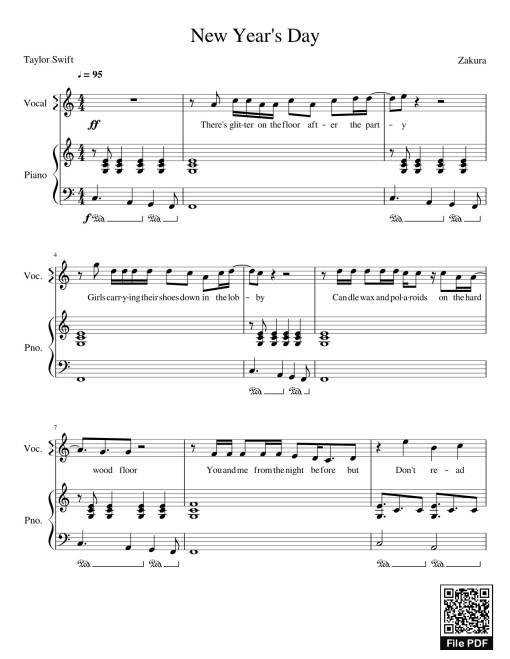Sheet Music PDF for New Year's Day Sheet Piano