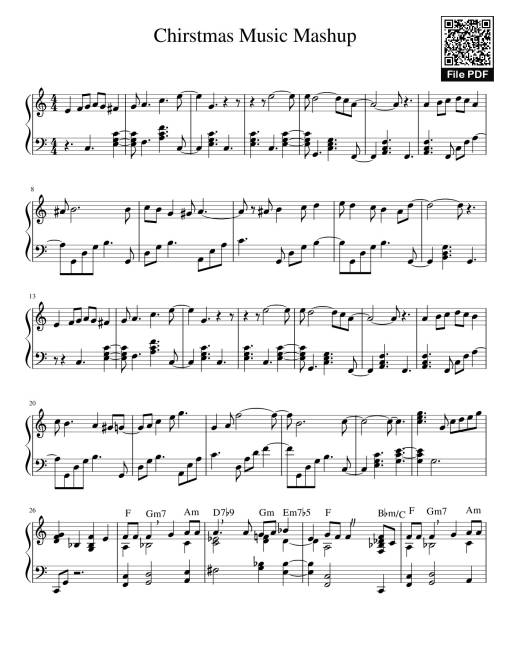 Sheet Music PDF for Chirstmas Music Mashup Sheet Piano
