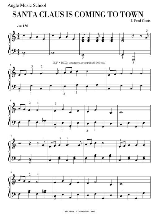 Sheet Music PDF for SANTA CLAUS IS COMING TO TOWN Sheet Piano