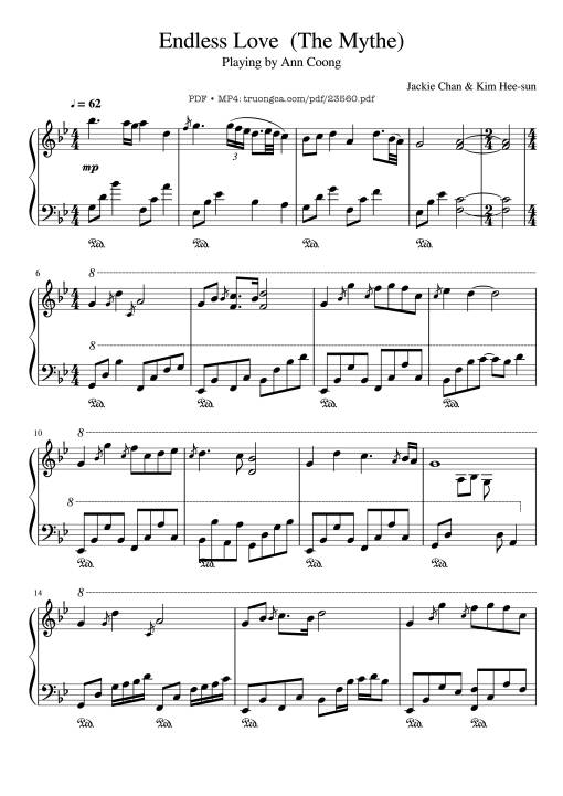 Sheet Music PDF for Endless Love (The Mythe) Sheet Piano