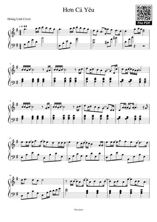 Sheet Music PDF for Hơn Cả Yêu Sheet Piano