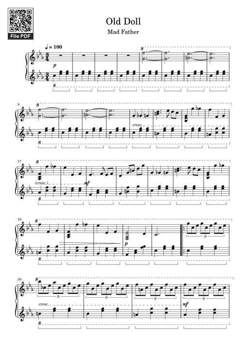 Sheet Music PDF for Old Doll Sheet Piano