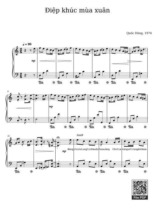 Điệp khúc mùa xuân Sheet Piano (Am)
