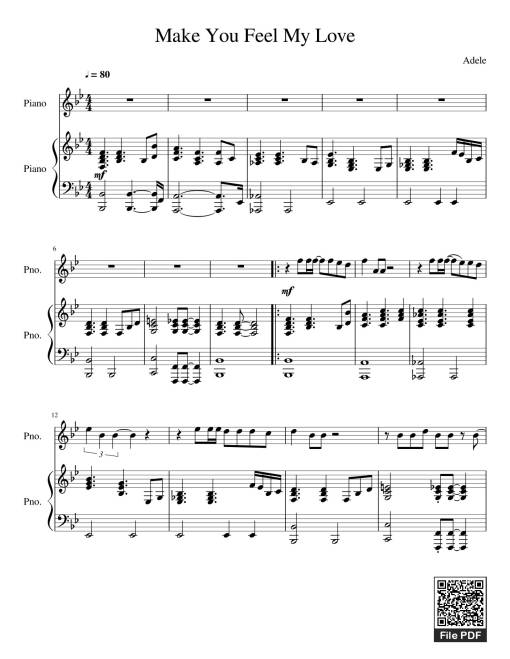 Sheet Music PDF for Make You Feel My Love Sheet Piano