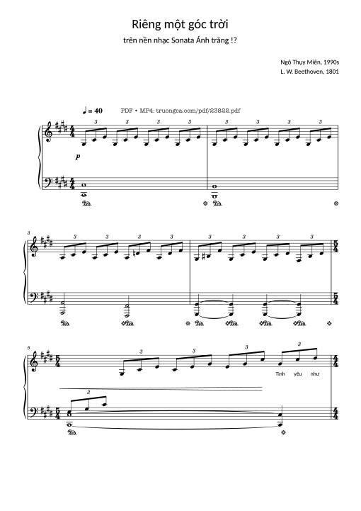 Riêng một góc trời Sheet Piano
