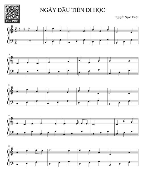 Sheet Music PDF for NGÀY ĐẦU TIÊN ĐI HỌC Sheet Piano